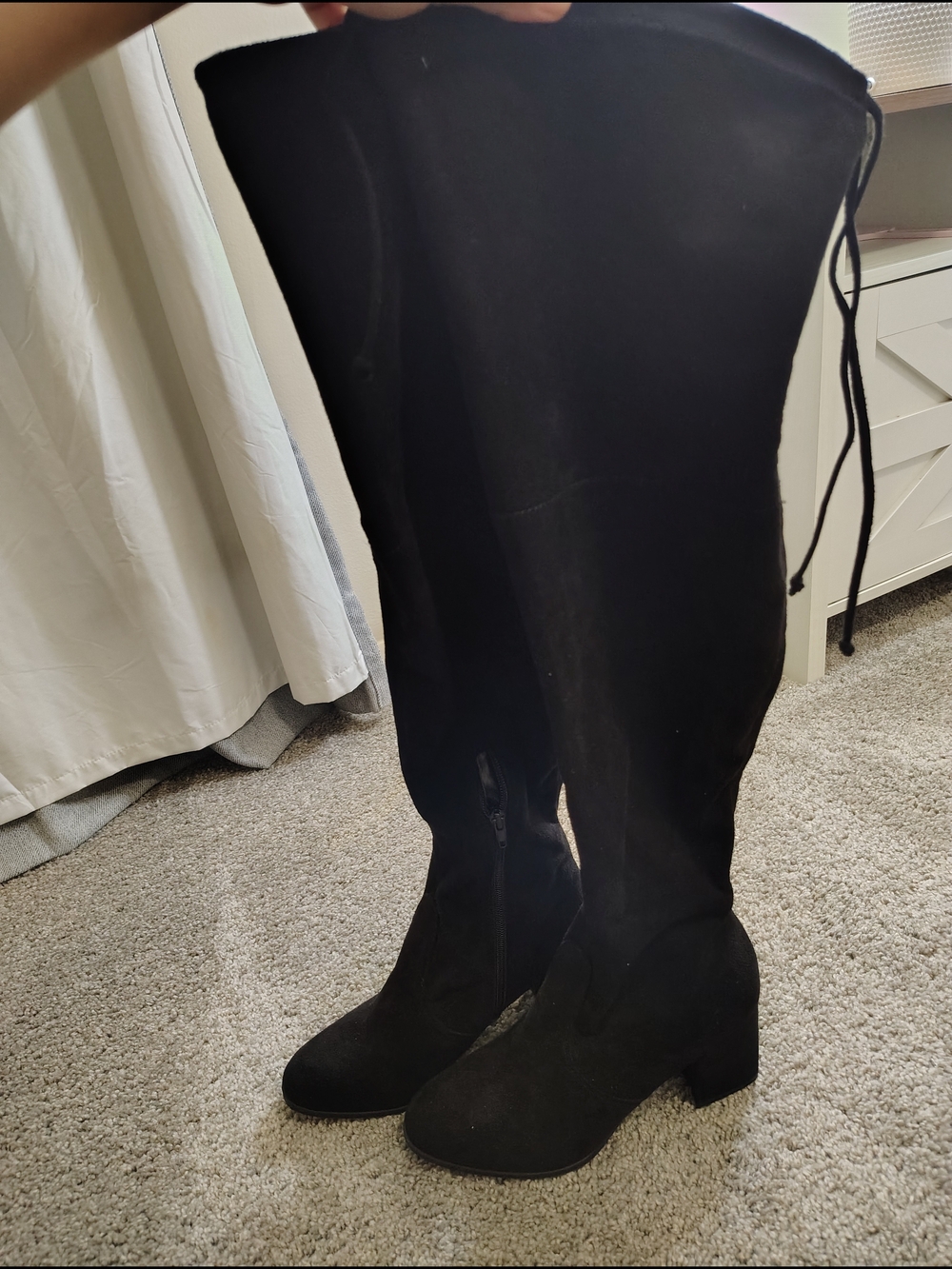 Unisa Black Over-the-Knee Suede Block Heel Boots